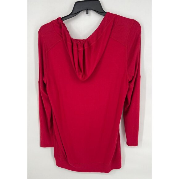 Chicos Zenergy Womens Jersey Knit Hooded Pullover Top Size 2 US Large Red - Picture 5 of 5